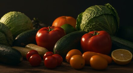 Fresh Vegetables on a Wooden Table