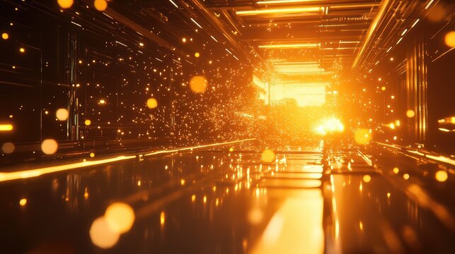 Abstract data flow moving through digital tunnel