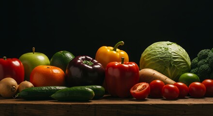 Fresh Vegetables on a Wooden Table