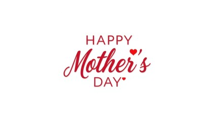 Happy mothers day elegant red script text with small hearts