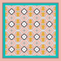 A seamless pattern of white flowers with gray edges on a soft beige-cream-light yellow blush background. Pastel tones with a Moroccan touch create a sweet, luxurious, and refined look.