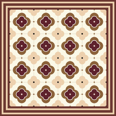 A seamless floral pattern in earthy shades of brown, cream, and burgundy on a soft beige background, creating a clean, elegant, and luxurious high-end look with a refined, upscale aesthetic overall