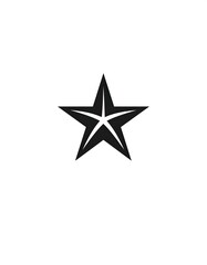 Obraz premium Black, five-pointed star icon, simple, minimalist design, centered on a white background. Interior star shape gives dimension