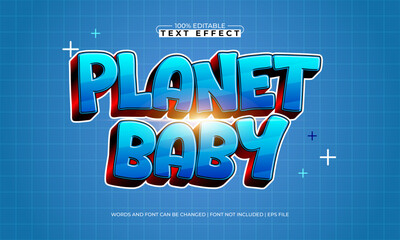 planet baby editable galaxy text effect with stars and nebula glow
