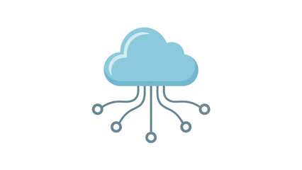 A light blue cloud icon with multiple grey lines extending downwards each ending in a small grey circle on a white background
