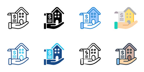 Mortgage loan icon set multiple style collection 
