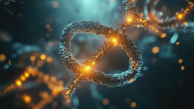 Glowing dna helix structure representing science and genetics