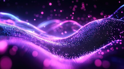 Digital wave particles flowing in an abstract data network