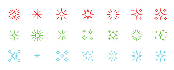 Twinkle star vector set with bright glitter spark icons, hand-drawn doodle outlines, shining sparkles, and magical light effects — perfect for stickers, invitations, holiday cards, and decorative desi