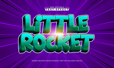 little rocket editable galaxy text effect with stars and nebula glow