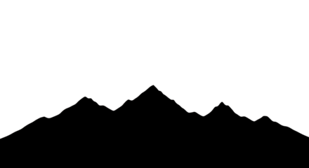 Silhouette of mountain range isolated on transparent background, perfect for adding a dramatic and scenic touch to your designs