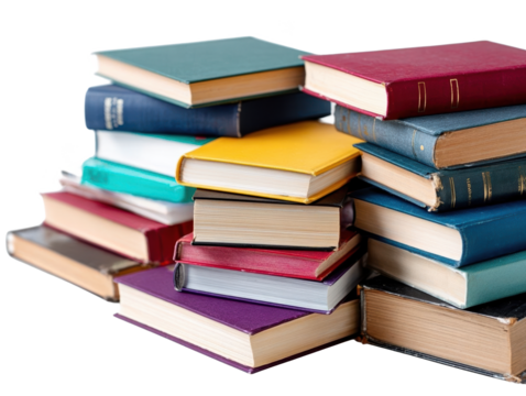 Colorful stack of books for leisure reading.