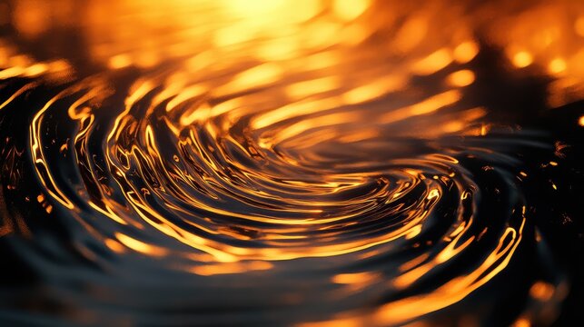 Golden liquid swirling creating a dramatic abstract background