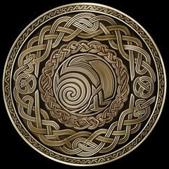 Celtic Shield Detailed Celtic shield with knotwork and spirals