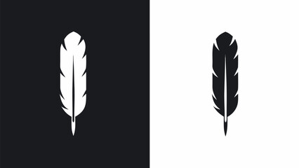 Elegant feather icon set for creative projects, symbolizing lightness, inspiration and writing skills