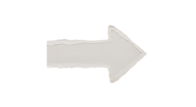 White paper arrow isolated on transparent background torn edge arrow sign direction indicator vector illustration for advertising, marketing, web design, and social media