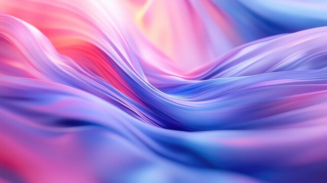 Flowing iridescent silk fabric creating abstract wave forms