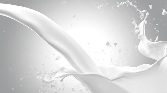 A dynamic abstract image of a white liquid splashing with a gradient background