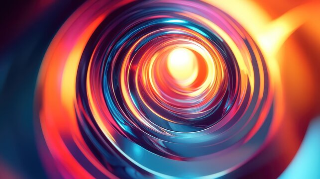 Abstract colorful spiral tunnel light glowing futuristic background - Powered by Adobe