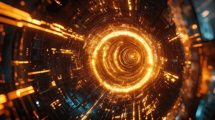 Abstract digital data tunnel traveling at high speed