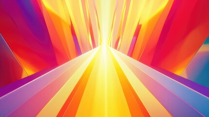Abstract geometric light tunnel with vibrant colors