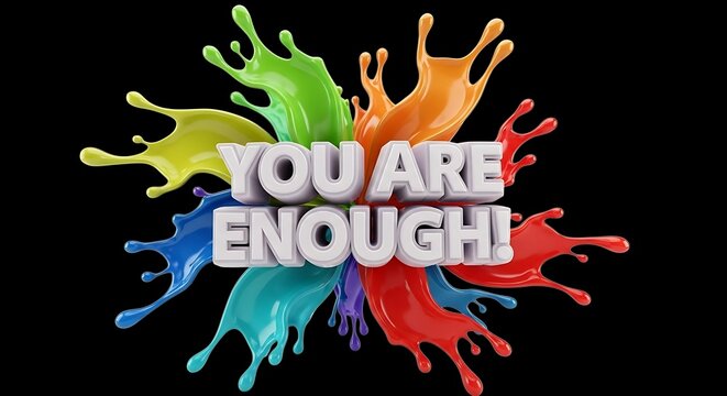 Believe in yourself with this vibrant and colorful affirmation art, reminding you that you are enough, radiating positivity and confidence for uplifting designs and motivational messages