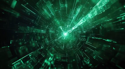 Obraz premium Green digital tunnel transporting data through cyberspace