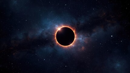 A surreal black hole with a glowing accretion disk in deep space