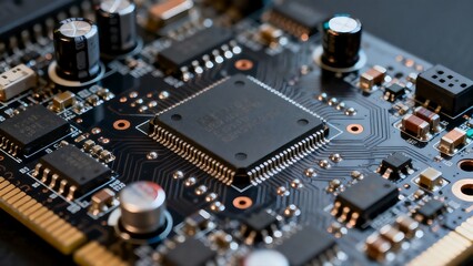 Close-up of a Central Processing Unit on a Circuit Board
