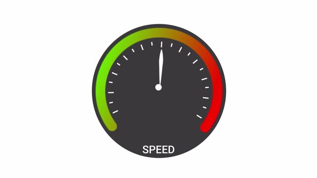 Realistic speedometer animation on transparent background, speed meter template low level to high level animated.