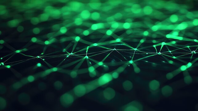Green glowing nodes forming abstract network connection