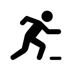 Running stick figure tripping over an obstacle isolated on