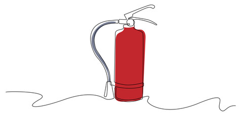 Minimalist line art of fire extinguishers. Line art drawing of light fire control equipment in buildings.