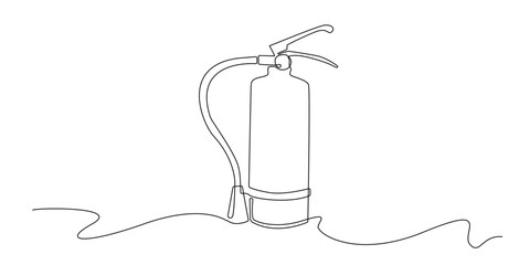 Continuous line illustration of a fire extinguisher.
One line drawing in a simple minimalist style, suitable for safety themes, emergency equipment visuals, and fire prevention awareness materials.