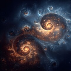 Abstract Swirls of Luminescent Energy Flowing Like Celestial River with Deep Space Backdrop and Shimmering Dust