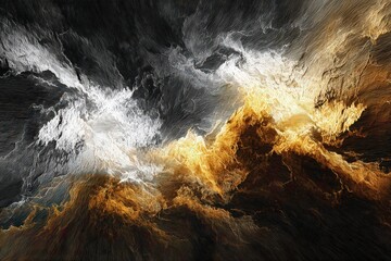 Abstract Textured Composition of Dynamic Forms in Bright Colors against a Dark Background