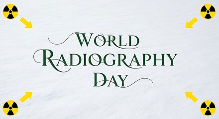 World radiography day with radiation symbol in the corners for medical imaging, healthcare, and diagnostic technology for awareness and support