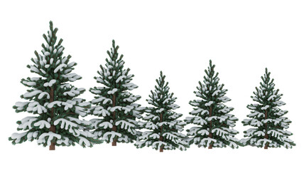Fototapeta premium Snowy evergreen trees create a winter wonderland scene