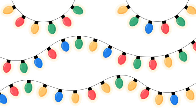 Colorful string lights create festive atmosphere and joyful holiday spirit