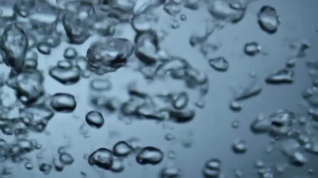 Bubbles rising in clear water with soft lighting effects