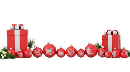 Festive Christmas ornaments and gifts create winter holiday magic