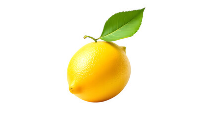 Lemon with Leaf, isolated on transparent background