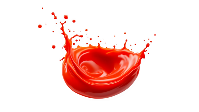 Red liquid splash 3d rendered, isolated on transparent background