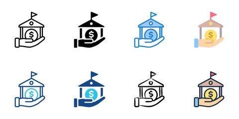 FHA loan icon set multiple style collection 
