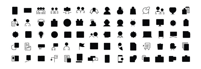 Collection of thin outline business and teamwork icons, including collaboration, communication, and office workflow symbols — ideal for UI design, web interfaces, mobile apps, and corporate graphics.