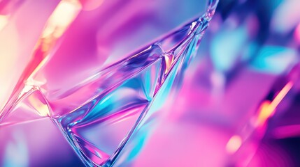 Obraz premium Iridescent glass surface reflecting colorful light abstract background