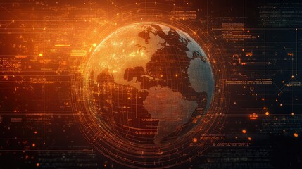 Global network connecting digital data and technology around earth