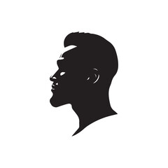 Black and White Handsome Man Illustration in Clean Vector Line Art Style on Minimal Background