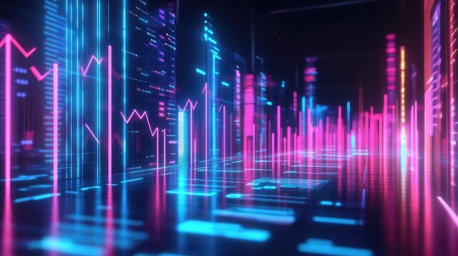 Digital business charts showing financial data visualization - Powered by Adobe