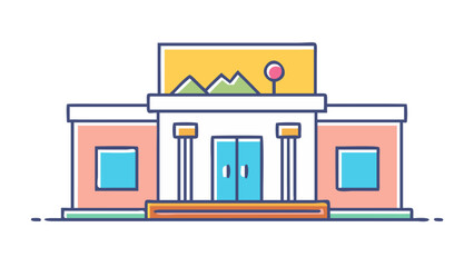 A colorful modern art gallery building illustration